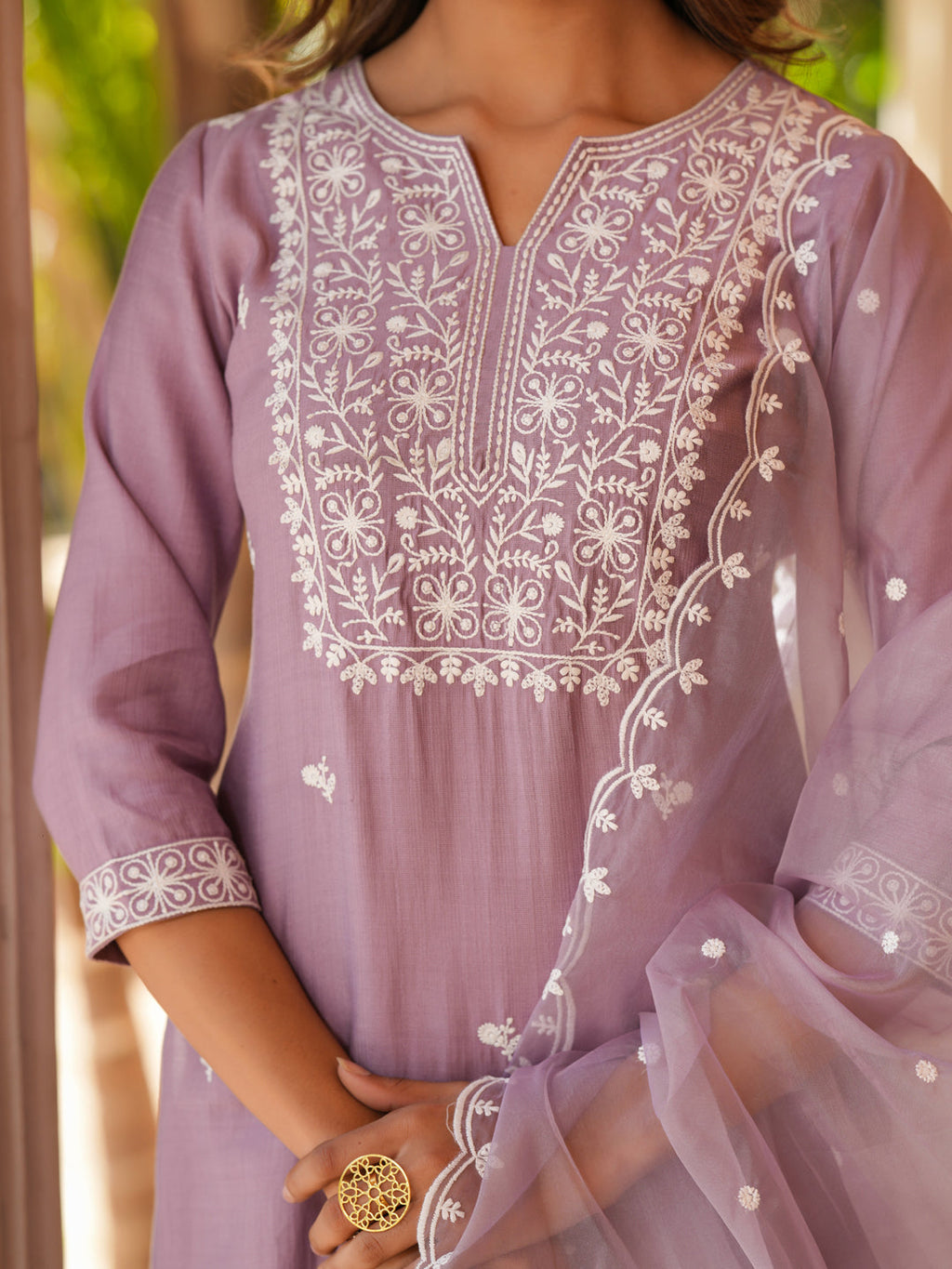 Janasya Light Silk Blend Embroidered Straight Kurta Set | Grocsy