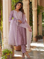 Janasya Light Silk Blend Embroidered Straight Kurta Set | Grocsy