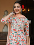 Janasya Light Cotton Floral Anarkali Kurta Set | Grocsy