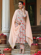 Janasya Light Cotton Floral Anarkali Kurta Set | Grocsy