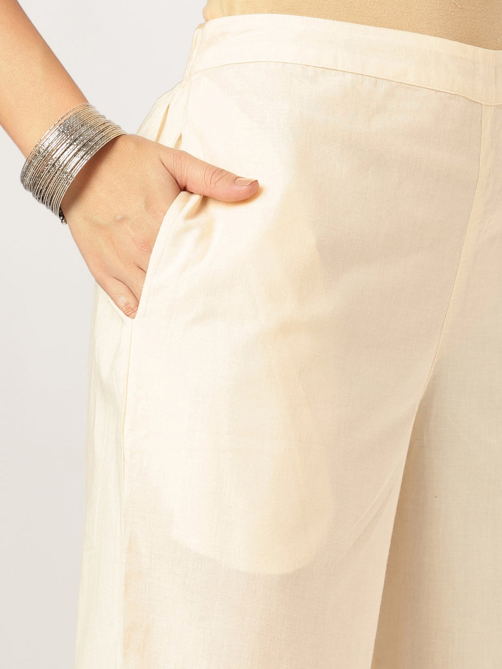 Janasya Light Cotton Yoke Embroidery A-Line Kurta Set | Grocsy