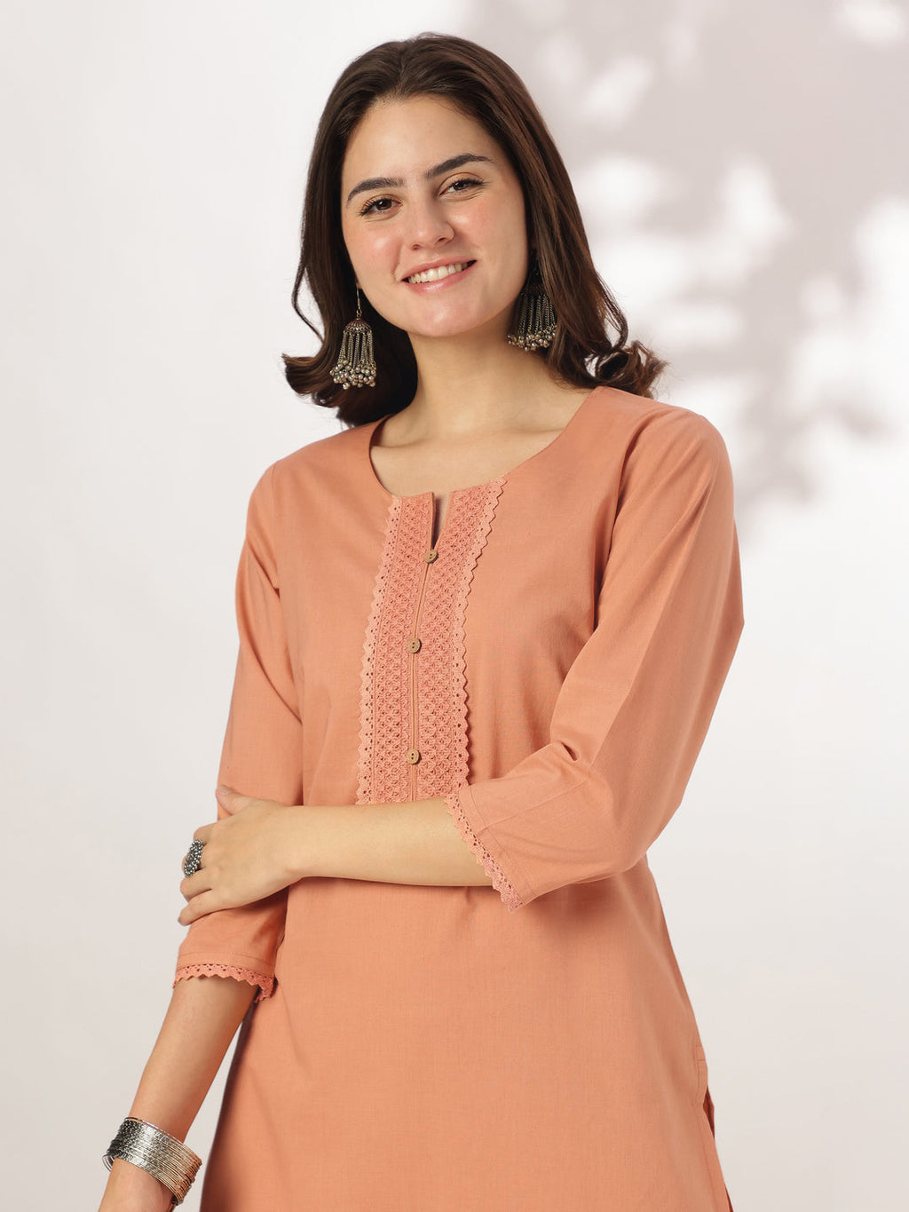 Janasya Dark Cotton Solid Straight Kurta Set | Grocsy