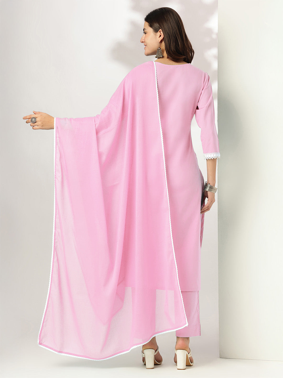 Janasya Light Cotton Embroidered Straight Kurta Set | Grocsy