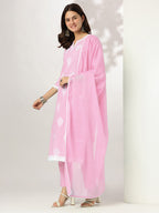 Janasya Light Cotton Embroidered Straight Kurta Set | Grocsy