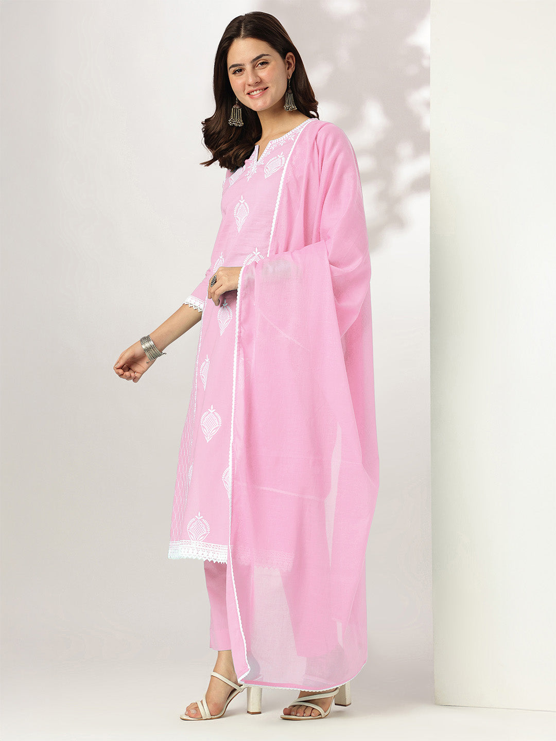 Janasya Light Cotton Embroidered Straight Kurta Set | Grocsy