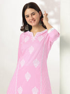 Janasya Light Cotton Embroidered Straight Kurta Set | Grocsy