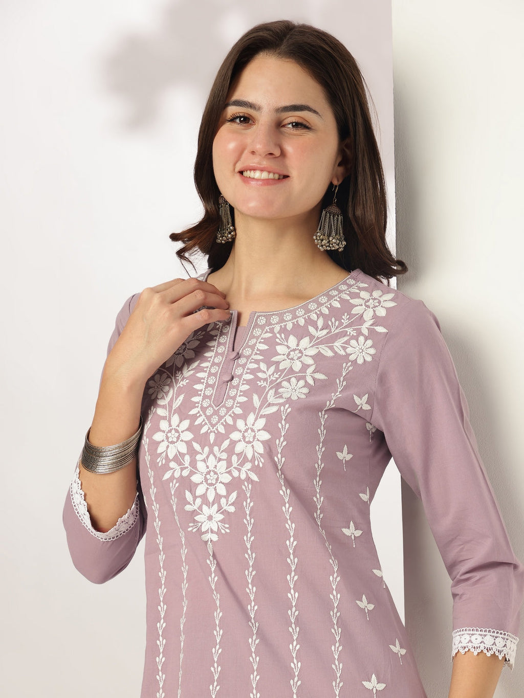 Janasya Light Cotton Embroidered Straight Kurta Set | Grocsy
