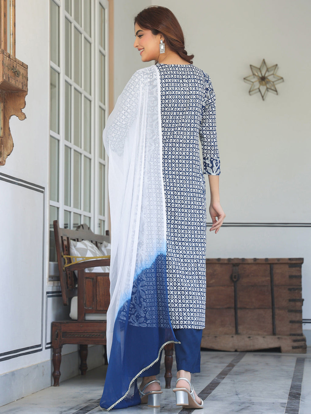 Janasya Dark Rayon Floral A-Line Kurta Set | Grocsy