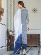 Janasya Dark Rayon Floral A-Line Kurta Set | Grocsy