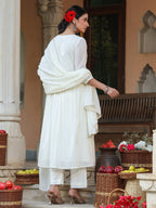 Janasya Light Cotton Embroidered A-Line Kurta Set | Grocsy