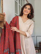 Janasya Light Cotton Solid A-Line Kurta Set | Grocsy