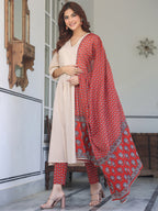 Janasya Light Cotton Solid A-Line Kurta Set | Grocsy