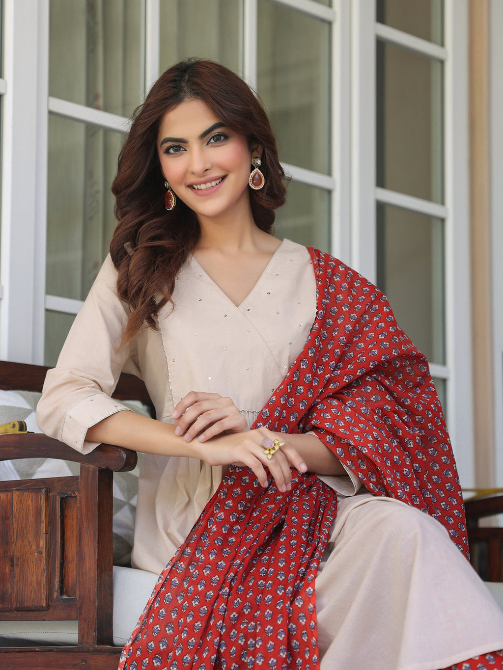 Janasya Light Cotton Solid A-Line Kurta Set | Grocsy