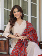 Janasya Light Cotton Solid A-Line Kurta Set | Grocsy