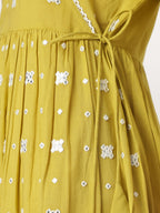 Janasya Bright Cotton Embroidered Angrakha Kurta Set | Grocsy