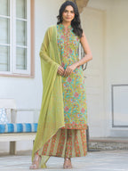 Janasya Bright Cotton Floral Straight Kurta Set | Grocsy