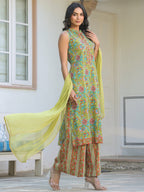 Janasya Bright Cotton Floral Straight Kurta Set | Grocsy
