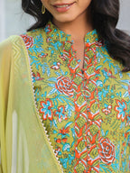 Janasya Bright Cotton Floral Straight Kurta Set | Grocsy