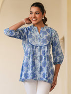 Janasya Light Cotton Floral A-Line Top | Grocsy