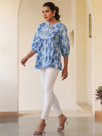 Janasya Light Cotton Floral A-Line Top | Grocsy