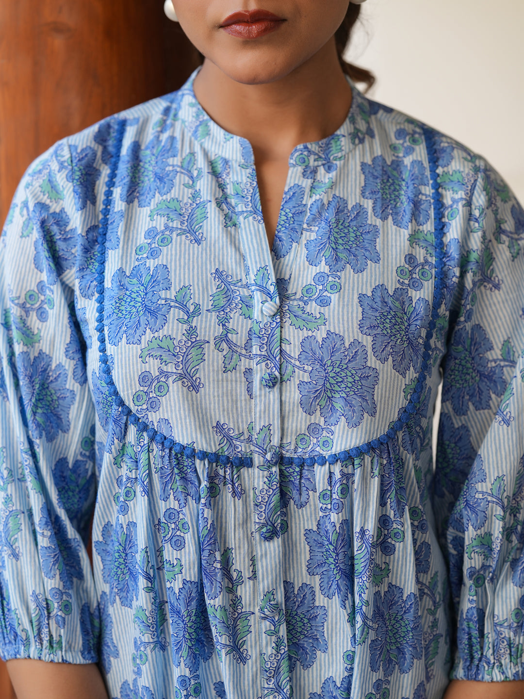 Janasya Light Cotton Floral A-Line Top | Grocsy