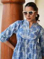 Janasya Light Cotton Floral A-Line Top | Grocsy