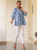 Janasya Light Cotton Floral A-Line Top | Grocsy