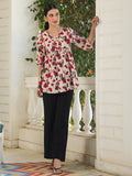 Janasya Light Cotton Floral A-Line Top | Grocsy