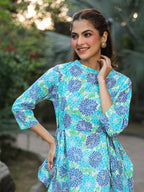 Janasya Light Cotton Floral Fit & Flare Top | Grocsy