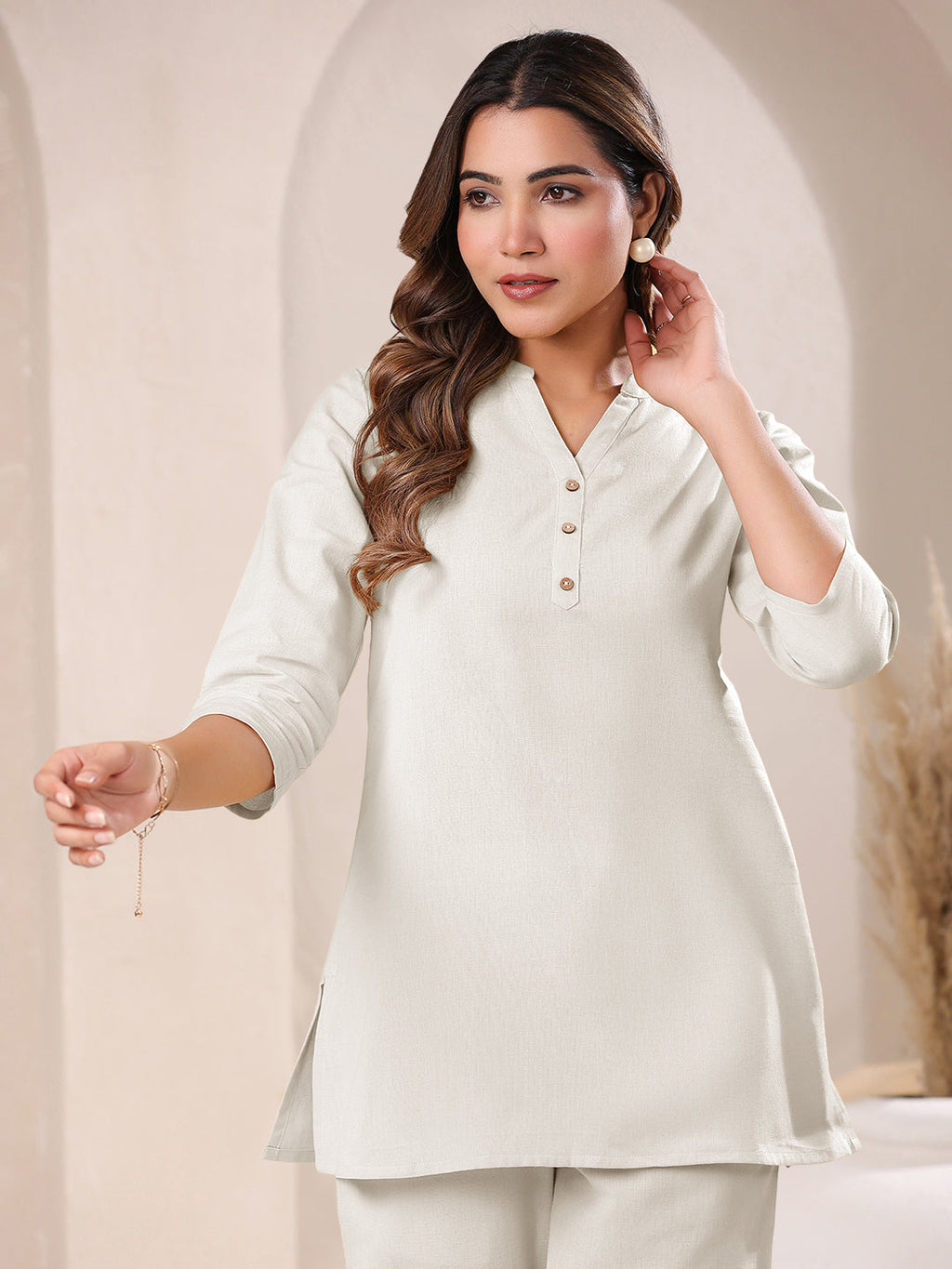 Janasya Light Cotton Solid Straight Top | Grocsy