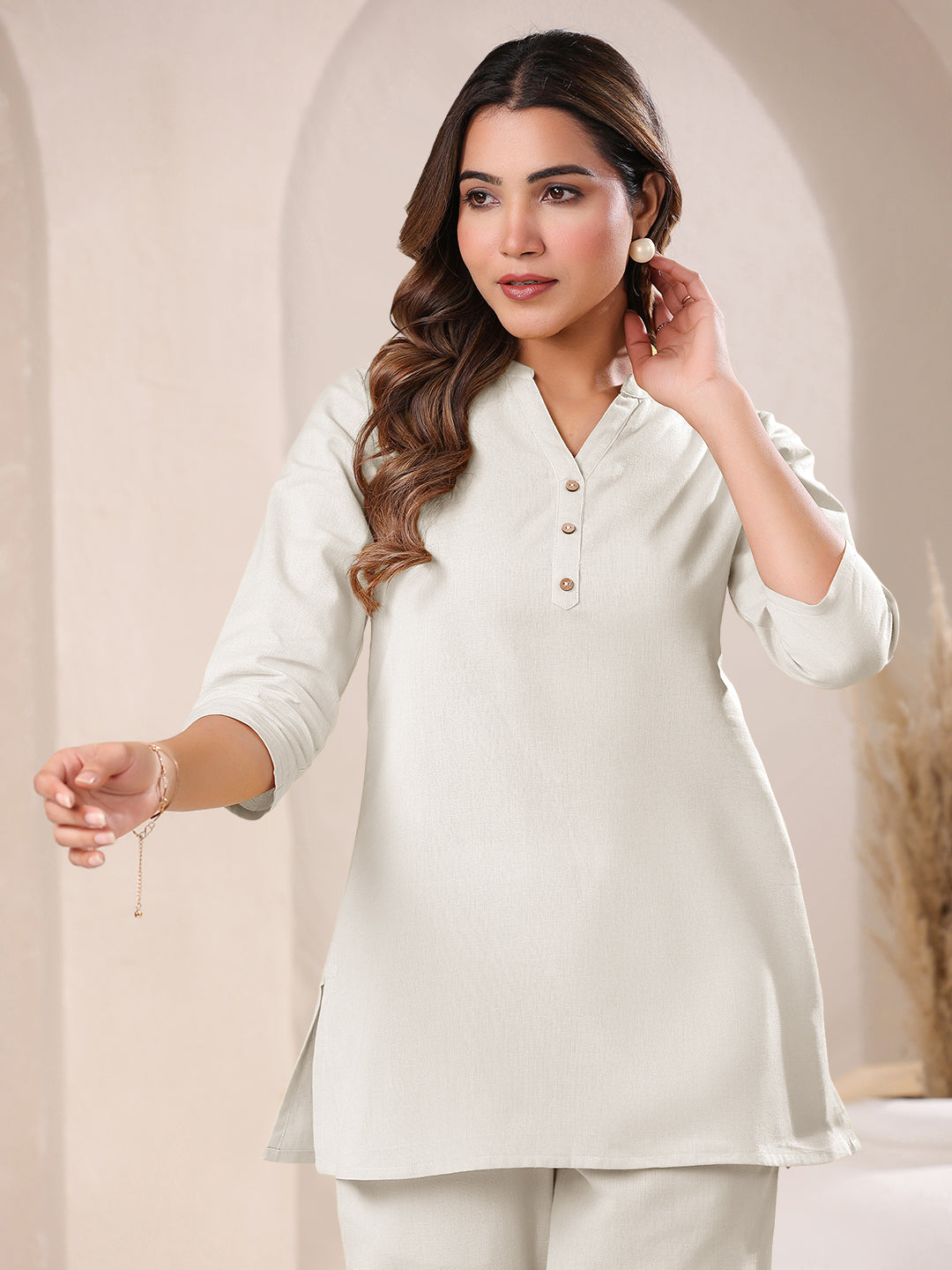 Janasya Light Cotton Solid Straight Top | Grocsy