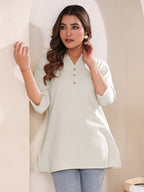 Janasya Light Cotton Solid Straight Top | Grocsy
