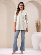 Janasya Light Cotton Solid Straight Top | Grocsy