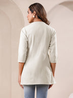 Janasya Light Cotton Solid Straight Top | Grocsy