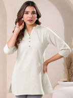 Janasya Light Cotton Solid Straight Top | Grocsy