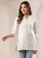 Janasya Light Cotton Solid Straight Top | Grocsy