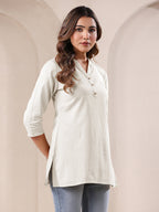 Janasya Light Cotton Solid Straight Top | Grocsy