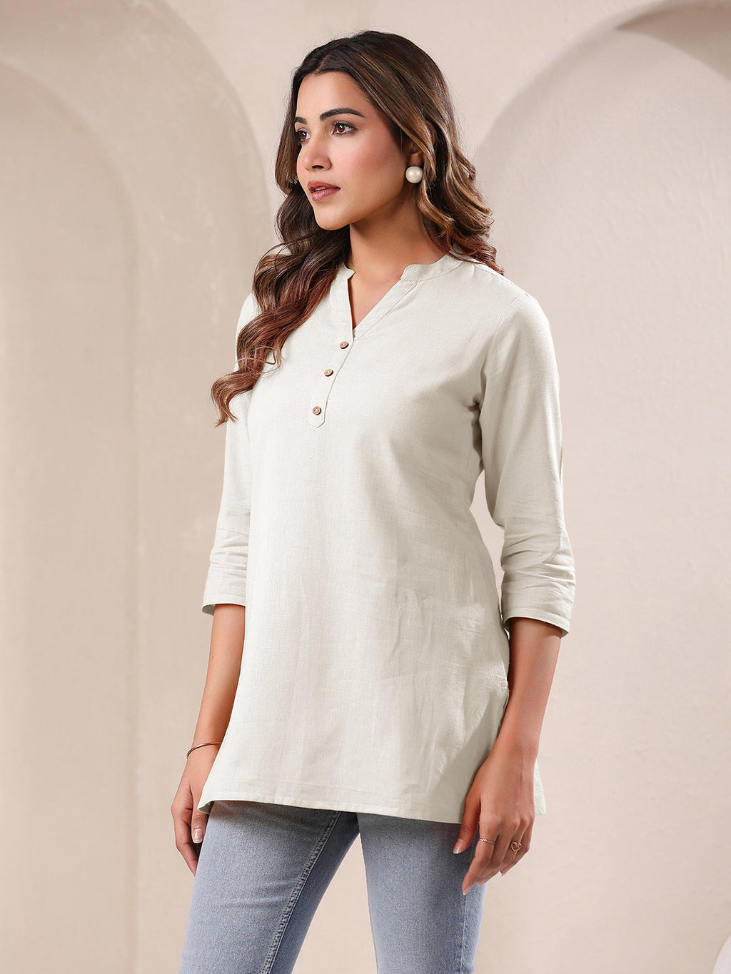 Janasya Light Cotton Solid Straight Top | Grocsy