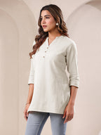 Janasya Light Cotton Solid Straight Top | Grocsy