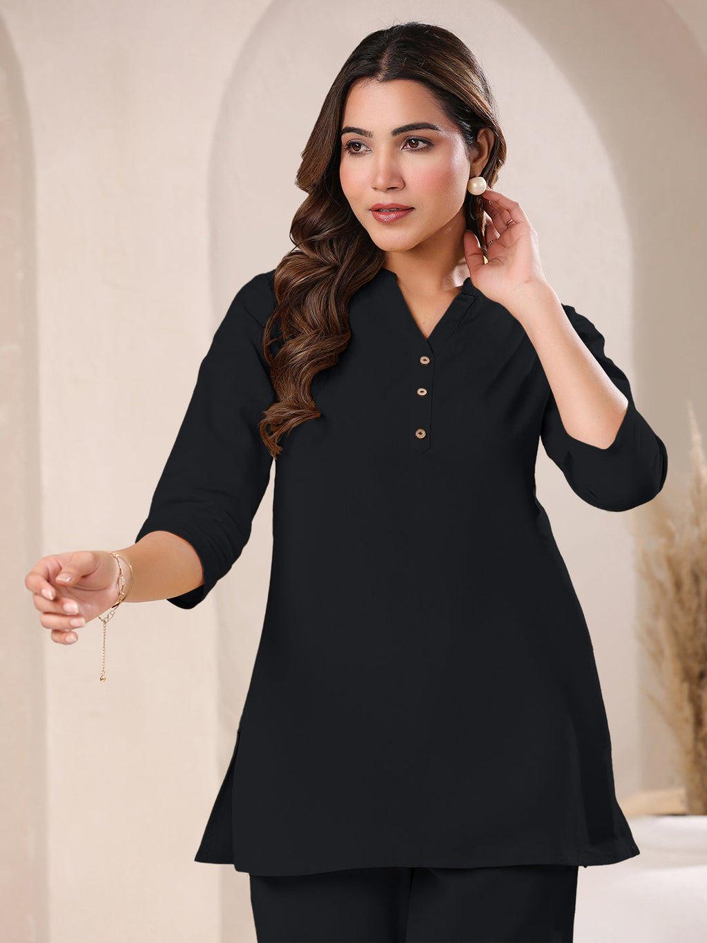 Janasya Light Cotton Solid A-Line Top | Grocsy