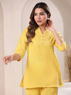 Janasya Light Cotton Solid A-Line Top | Grocsy