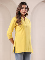 Janasya Light Cotton Solid A-Line Top | Grocsy