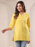 Janasya Light Cotton Solid A-Line Top | Grocsy