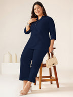 Janasya Dark Cotton Solid A-Line Top | Grocsy
