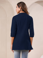 Janasya Dark Cotton Solid A-Line Top | Grocsy