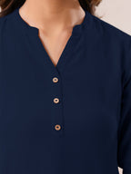 Janasya Dark Cotton Solid A-Line Top | Grocsy