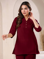 Janasya Dark Cotton Solid Straight TOP | Grocsy