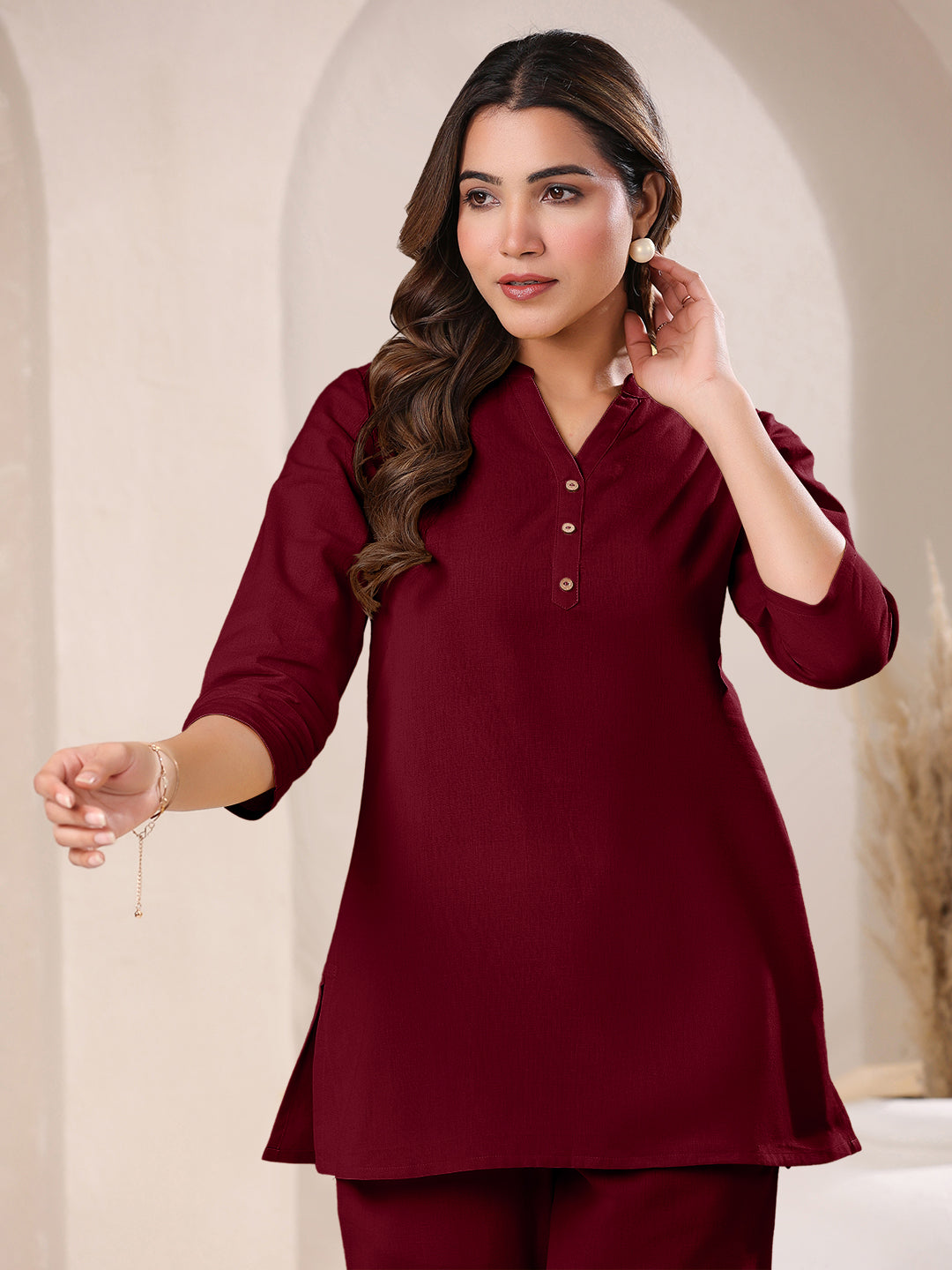 Janasya Dark Cotton Solid Straight TOP | Grocsy