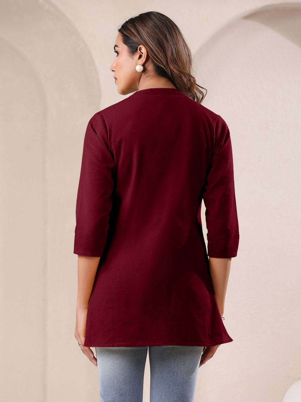 Janasya Dark Cotton Solid Straight TOP | Grocsy