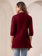 Janasya Dark Cotton Solid Straight TOP | Grocsy